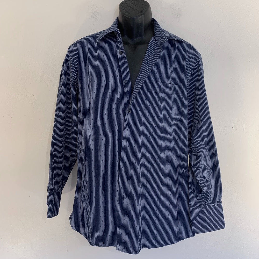 Billy London Texture Stripe Dress Shirt Medium 15-15.5 / 32-33 100% cotton